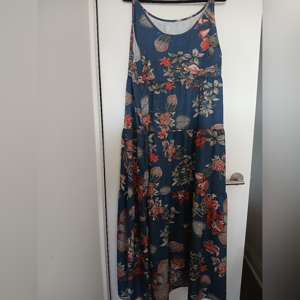 Floral Blue Teir Maxi Dress